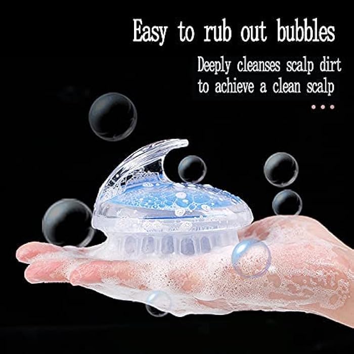 N.C NC Crystal clear shampoo brush head massage shampoo brush hair massage brush bath brush silicone shampoo brush (Blue) - Image 4